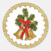 金ゴールドベルの金ゴールドフレームのクリスマスシール