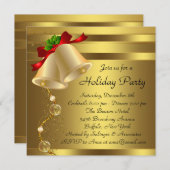 金ゴールドベルエレガント金ゴールドクリスマスパーティの招待状 招待状 (正面/裏面)