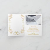 金ゴールドベルズスクロールワーク結婚デザイン サンキューカード (内部)