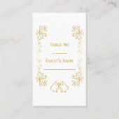 金ゴールドベルズスクロールワーク結婚デザイン プレイスカード (正面)