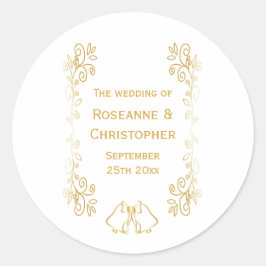 金ゴールドベルズスクロール結婚ワークのデザイン ラウンドシール