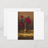 金ゴールドベルベットの日本の花瓶の赤いバラ ポストカード (正面/裏面)