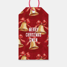金ゴールドベルレッドリボンクリスマス ギフトタグ