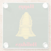 金ゴールドベル抽象芸術ダークグリーンコースター ガラスコースター (裏面)