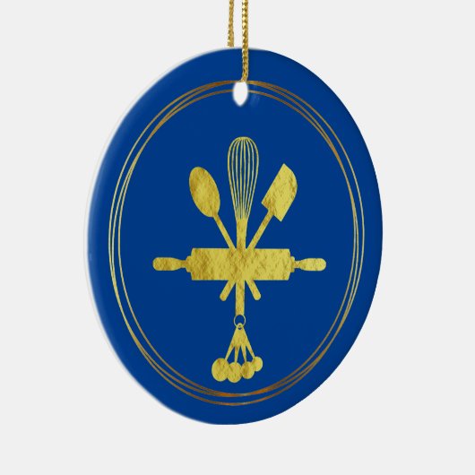 金ゴールドベーカリーアイコンのクリスマスオーナメント セラミックオーナメント (右)