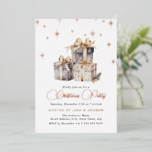 金ゴールドベージグレイフェスティバルプレゼントクリスマス 箔招待状 (立ち正面)