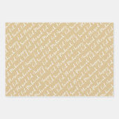 金ゴールドベージュイード書道マスジドパターンデザイン ラッピングペーパーシート (正面)