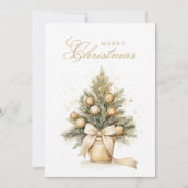 金ゴールドベージュクリスマスツリーの水の色の写真カスタム写真 シーズンカード (正面)