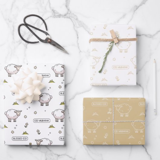 金ゴールドベージュシープイードムバラクキッズ ラッピングペーパーシート (正面)