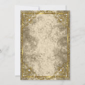 金ゴールドベージュバースデーパーティー金ゴールドホワイトティアラ 招待状 (裏面)