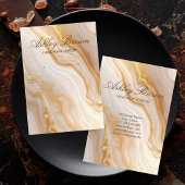 金ゴールドベージュマーブルハンドメイドジュエリーイヤリングディスプレイ 名刺