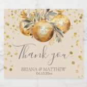 金ゴールドベージュ結婚クリスマス スパークリングワインラベル (シングルラベル)