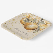 金ゴールドベージュ結婚クリスマス ペーパープレート (傾斜あり)