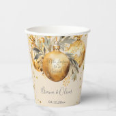 金ゴールドベージュ結婚クリスマス 紙コップ (正面)