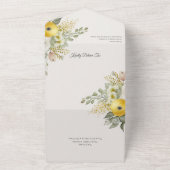 金ゴールドベージュ&セージグリーンフローラオンベージュ オールインワン招待状 (外側)
