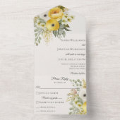 金ゴールドベージュ&セージグリーンフローラオンベージュ オールインワン招待状 (内側)