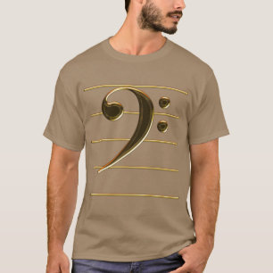 金ゴールドベースクレフ、 音符記号ミュージックノート Tシャツ