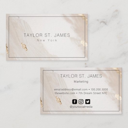 金ゴールドベ絵を描ージュ（ばちゃばちゃ）跳ねる 名刺 (正面/裏面)