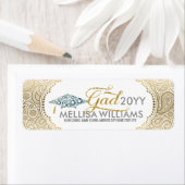 金ゴールドペイズリーダイアモンズグラッドハット&モダンタイポグラフィ ラベル (インサイチュ)