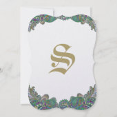 金ゴールドペイズリーピーコックカラー結婚式招待状 招待状 (裏面)