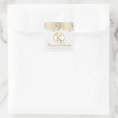 金ゴールドペイズリーフローラレースの白い背景 スクエアシール (バッグ)