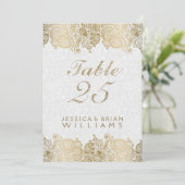 金ゴールドペイズリーレースのホワイトテーブル番号 招待状 (スタンド正面)