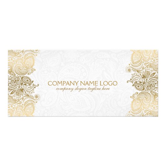 金ゴールドペイズリーレースオンホワイト ラックカード (正面)