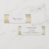 金ゴールドペイズリーレースプラッシュ白い背景 スキニー名刺 (正面/裏面)