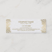 金ゴールドペイズリーレースプラッシュ白い背景 スキニー名刺 (裏面)