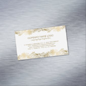 金ゴールドペイズリーレースホワイトダマスク マグネット名刺 (インサイチュ)