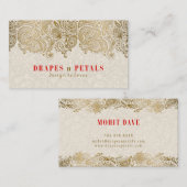 金ゴールドペイズリーレース及びクリーム背景 名刺 (正面/裏面)