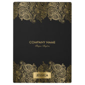 金ゴールドペイズリーレース黒地 クリップボード (裏面)