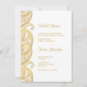 金ゴールドペイズリー伝統的インディアンブライダルシャワー 招待状 (正面)