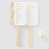 金ゴールドペイズリー伝統的インディアン結婚式 プログラム ハンドファン (正面&裏面)