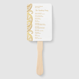 金ゴールドペイズリー伝統的インディアン結婚式 プログラム ハンドファン