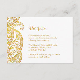 金ゴールドペイズリー披露宴、伝統的インディアン結婚ズ エンクロージャーカード