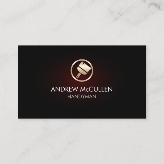 金ゴールドペイ絵を描ントブラシアイコン赤いグロー 名刺 (正面)