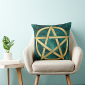 金ゴールドペンタグラム記号（緑） クッション (椅子)