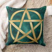 金ゴールドペンタグラム記号（緑） クッション (ブランケット)