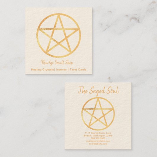 金ゴールドペンタグラム スクエア名刺 (正面/裏面)