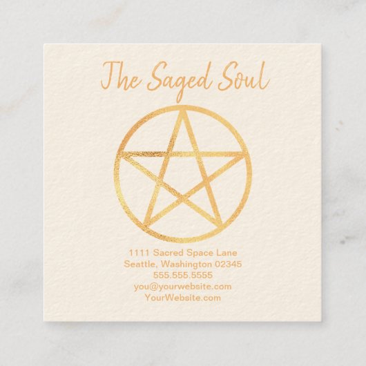 金ゴールドペンタグラム スクエア名刺 (裏面)
