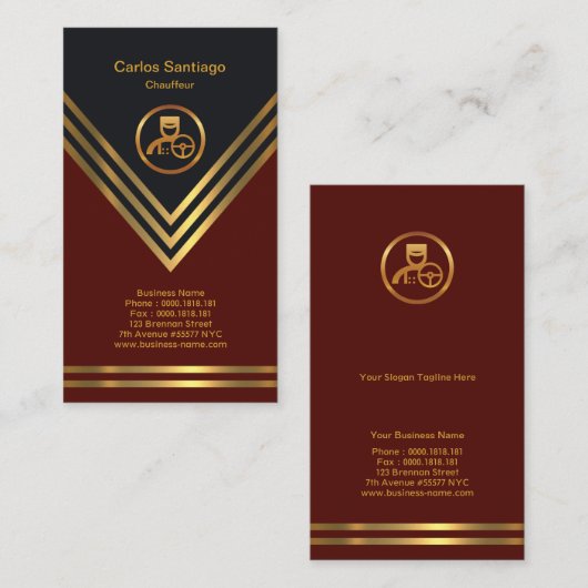 金ゴールドペンタゴンウェ王室のーブレッド運転手サービス 名刺 (正面/裏面)