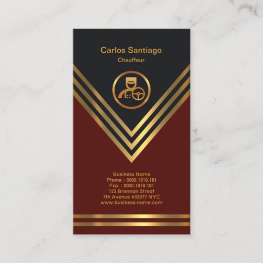 金ゴールドペンタゴンウェ王室のーブレッド運転手サービス 名刺 (正面)