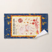 金ゴールドペーパーカット2023中国のラビットニューイヤーブルー ハンドタオル (ハンドタオル)