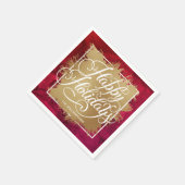 金ゴールドホイフェイクルハッピーホリデイズオンレッドウォーター色 スタンダードカクテルナプキン (角)