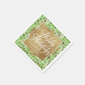 金ゴールドホイフェイクルハッピーホリデイズグリーン スタンダードカクテルナプキン (角)