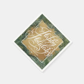 金ゴールドホイフェイクルハッピーホリデイズパームフロンズ スタンダードカクテルナプキン (角)