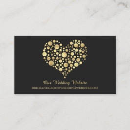 金ゴールドホイフェイクルハート結婚のウェブサイトカード エンクロージャーカード