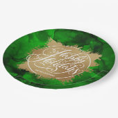 金ゴールドホイフェイクルホリデークリスマスグリーンウォーター色 ペーパープレート (アングル)