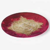 金ゴールドホイフェイクルホリデークリスマスレッドウォーター色 ペーパープレート (アングル)